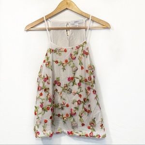 Forever 21 embroidered floral print tank top